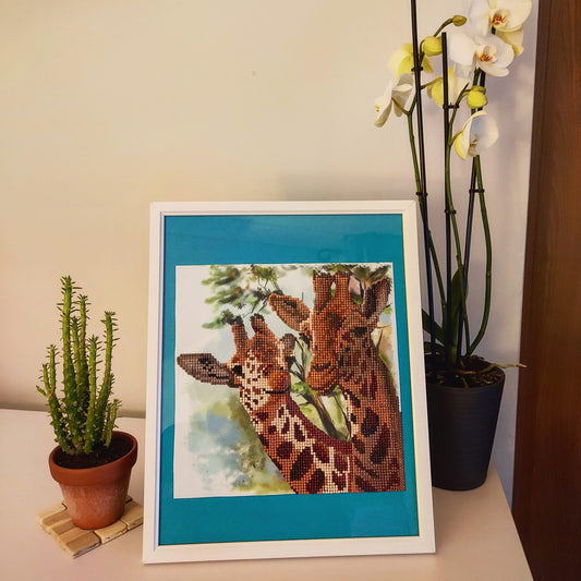 5D Diamond Art Two Giraffes Picture Frame